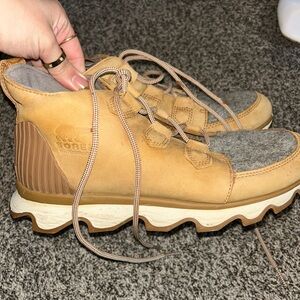Sorel Tan and Gray Lace-Up Boots